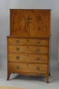 George III Mahogany Inlaid Cabinet on Chest