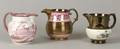 Three Lustreware Earthenware Jugs