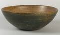 Large Green Painted Turned Wooden Bowl