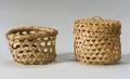 Two Miniature Hexagon Weave Splint Baskets