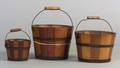 Three Shaker Graduating Striped Wooden Pails