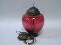 Cranberry Swirl Glass Hanging Lamp