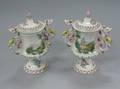 Pair of French Faience Lidded Urns