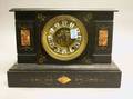 Ansonia Marble Inset Black Slate Mantel Clock