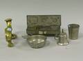 Brass Knocker and Four Pewter Table Items