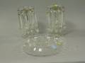 Pair of Colorless Glass Lustres and a Colorless Cut Glass Center Bowl