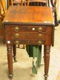 Classical Mahogany Dropleaf TwoDrawer Sewing Stand