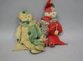 Composition Horsman Shoulder Head Doll and Two Cloth Clown Dolls