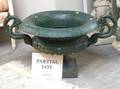 Pair of Green Painted Cast Iron Garden Urns