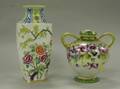 Two Nippon Handpainted Floral Decorated Porcelain Vases