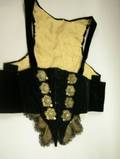 Victorian Black Velvet Vest with Eight Silver Floral Filigree Buttons