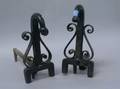 Pair of Cast and Wrought Iron Scrolled Andirons