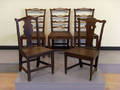 Five English plank seat chairs 18th19th c