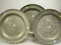 Three English Pewter Chargers