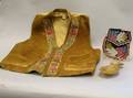 Native American Beaded Leather Vest Cloth Pouch and Carved Horn Spoon