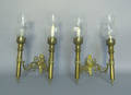 Pair of brass double arm wall sconces