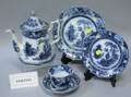Fortytwo Piece English Blue and White Jeddo Pattern Ironstone Partial Service