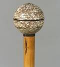 English Captains Stick with Carved Ivory Globeform Handle