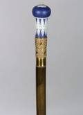 English Jasperware and Gilt Metal Mounted Walking Stick