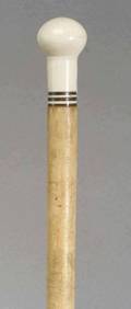 Ivory Mounted Hide and Horsehair Swagger Stick