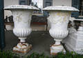Pair of cast iron garden urns