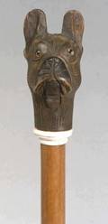 Carved Wood Articulated Dog Head Cane