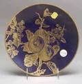 Set of Twelve English Cobalt and Gilt Decorated Porcelain Fruit Plates