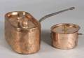 Two French Copper Lidded Pans