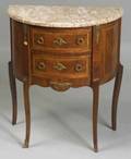 Two Louis XVXVI Style Brass Mounted and Inlaid Tulipwood Two Drawer Commodes