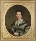 AngloAmerican School 19th Century Portrait of an Elegant Lady with Lace Collar and Gold Broach