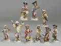 Nine Piece German Porcelain Monkey Band