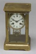 French Glass and Brass Mantel Clock