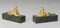 Pair of Gilt Bronze Sphinx Figures on Marble Bases