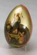 Russian Red Lacquer and Enamel Decorated Easter Egg