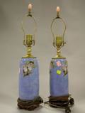 Pair of Royal Doulton Glazed Butterfly and Floral Decorated Stoneware Table Lamps