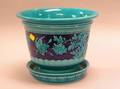 Minton Chinese Blue Glazed Ceramic Jardiniere with Underplate
