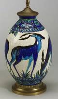Boch Freres Ceramic Antelope VaseLamp