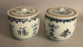 Pair of Chinese export covered pots