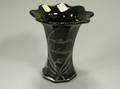 Silver Resist Decorated Black Art Glass Vase