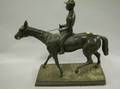 Patinated Bronze Jockey on Horseback Figure
