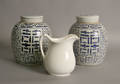 Misc tablewares to include a pair of ginger jars and an ironstone pitcher