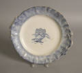 Blue spatter plate with transfer eagle and shield decoration