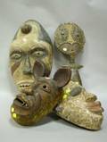 Nine Ethnographic Carved and Painted Wooden Masks and Totem