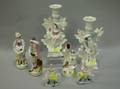 Five European Porcelain Figures and Candlesticks and a Pair of Japanese Porcelain Figures