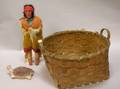 Native American Skookum Doll Turtle Fetish and Woven Splint Basket