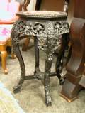 Chinese Marble Inset Carved Hardwood Stand
