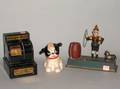 Uncle Sams 3 Coin Register Bank Painted Cast Iron Fido Bank and Trick Dog Mechanical Bank