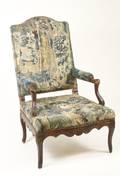 18th C French Fauteuil w17th C Flemish Tapestry