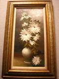 Framed Oil of White Flowers in a Vase