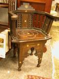 Moroccan MotherofPearl Inlaid Carved Wood Armchair